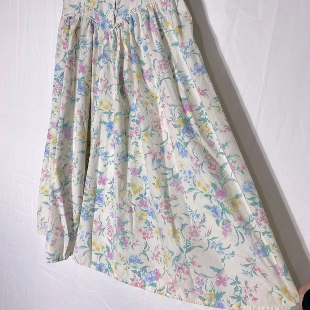 Vintage Handmade Pastel Floral Cottagecore Peasant Garden Tea Party Dress M - Picture 14 of 16